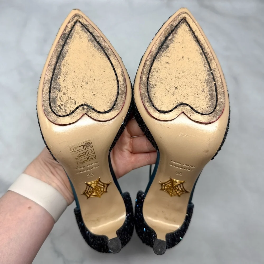 Charlotte Olympia Twilight Princess Glitter Star Ankle Strap Pointed Toe Heels - Picture 13 of 16